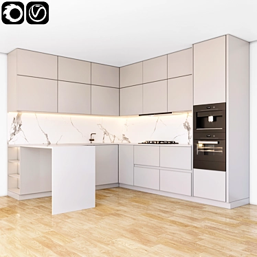 Modern Kitchen Design: Spacious & Stylish 3D model image 1 