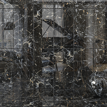 Sleek Laurent Black Marble Tiles 3D model image 1 