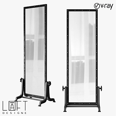 Elegant Metal and Glass Loft Mirror 3D model image 1 