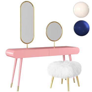 Pearl Marshmallow Dressing Table: Elegant and Luxurious 3D model image 1 