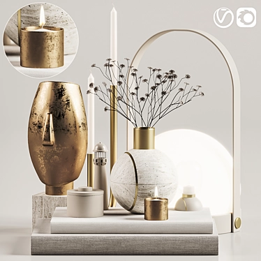 Modern Decor Set: Vase, Lamp, Plants, Books, Decor 3D model image 1 