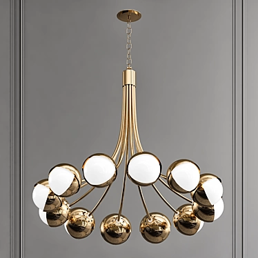 Opal 2013 Chandelier: Elegant Satin Brass Finish 3D model image 1 