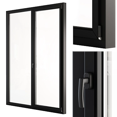 Sleek Black Glass Door 3D model image 1 