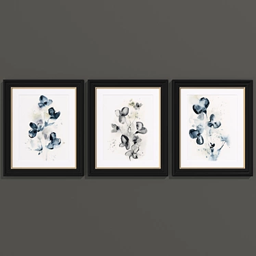 Modern Abstract Floral Art Set 3D model image 1 