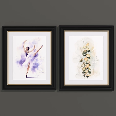 Modern Ballerina and Floral Art Set 3D model image 1 