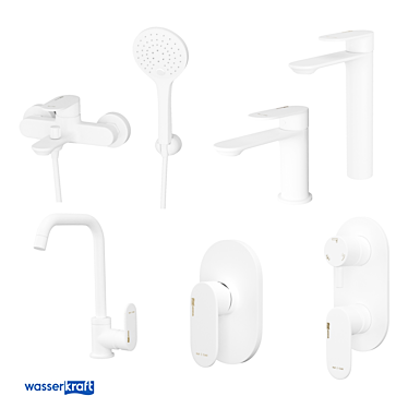 Mindel 8500: Sleek White Bathroom Mixers 3D model image 1 