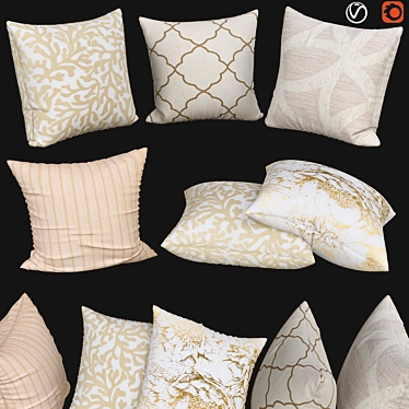 Sofa Bliss: Chic Decorative Pillows 3D model image 1 