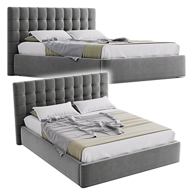 Sleek Gray Bed: Modern Style 3D model image 1 