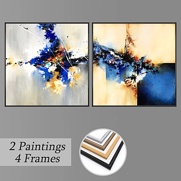 Set of 2 Wall Paintings with Frames 3D model image 1 