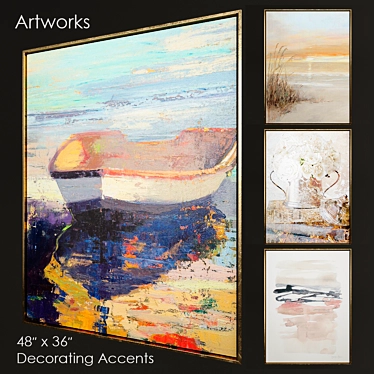 Modern Artworks Collection | 4-Piece Set 3D model image 1 