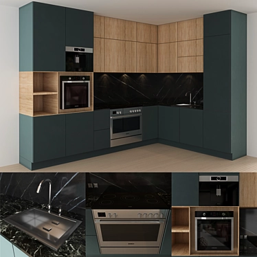 Bosch Kitchen Set: Coffee Maker & Oven 3D model image 1 