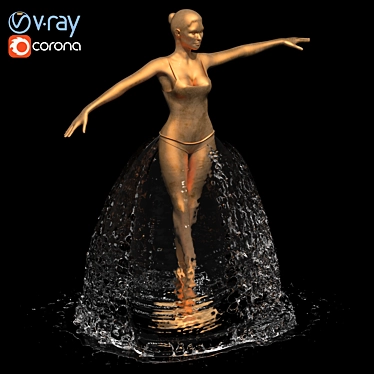 Elegant Ballerina Fountain 3D model image 1 