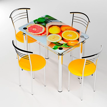 Sleek Chrome Marco & KT-1: Your Modern Dining Set 3D model image 1 