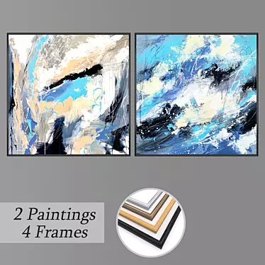 Elegant Wall Paintings Set 3D model image 1 