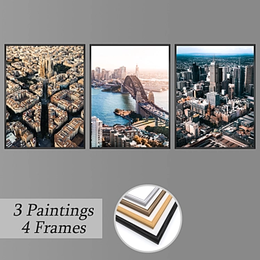 Modern Wall Art Set with Multiple Frames 3D model image 1 