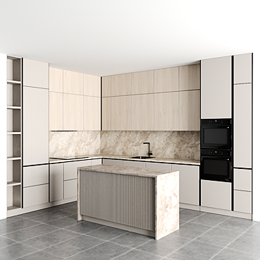 Modern Modular Kitchen: 3D Model with Vray and Corona for 3ds Max 3D model image 1 