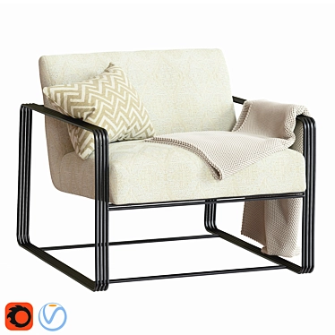 Arteriors Vince Lounge Chair - Frost Chenille 3D model image 1 