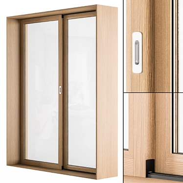 Modern Wood Glass Door 3D model image 1 