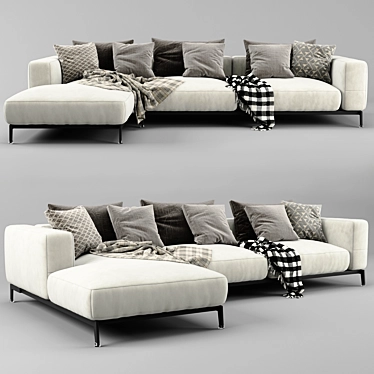 Elegant Flexform Ettore Chaise Longue Sofa 3D model image 1 