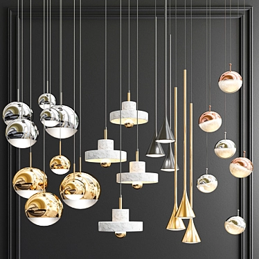 Modern Pendant Light Set - Four Hanging Lights 3D model image 1 