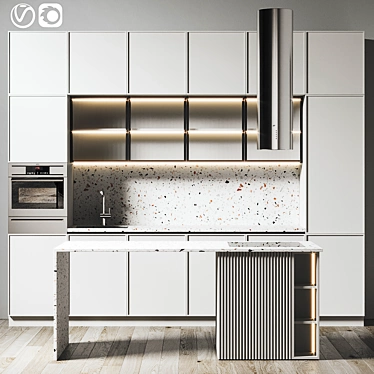 Modern Kitchen Model with High-Quality Textures 3D model image 1 