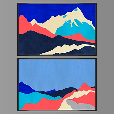 Modern Art Set: 2 Paintings & 4 Frame Styles 3D model image 1 