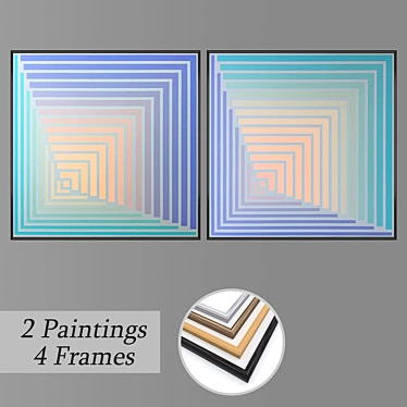 Versatile Set of Wall Paintings with Multiple Frame Options 3D model image 1 