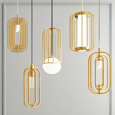 Elegant Gold Pendant Light 3D model image 1 