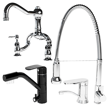 4-Piece Mixer Set: Zorg Steel Hammer, Bennberg, Nicolazzi, Kitchen Sink Shower 3D model image 1 