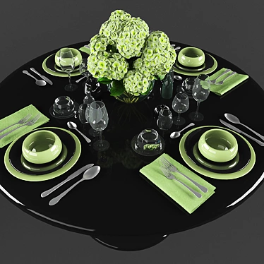 Modern Table Setting Set 3D model image 1 