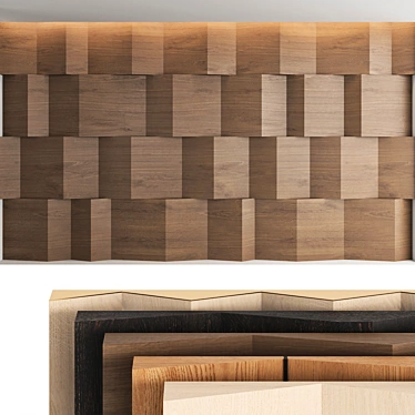 Decorative Wood and Metal Wall Panel Set 3D model image 1 