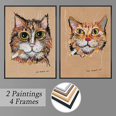 2-Piece Wall Painting Set with 4 Frame Options 3D model image 1 