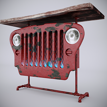 Rustic Jeep Table: Vintage-Inspired Accent 3D model image 1 