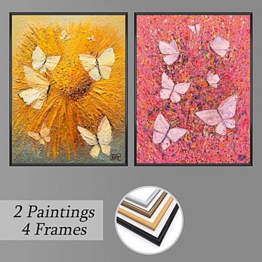 Elegant Wall Art Set with Frames 3D model image 1 