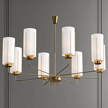 Opaline Crystal Brass Chandelier 3D model image 1 