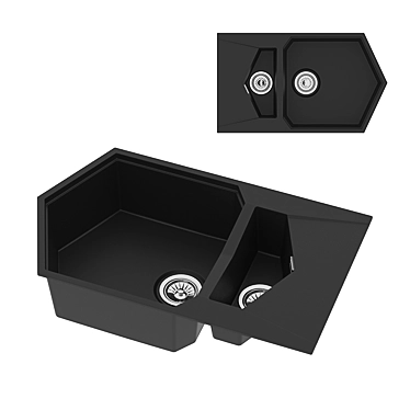 Versatile 2-in-1 Pond Graphite Sink 3D model image 1 