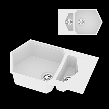 Dual Sink Combo: Pond White 3D model image 1 