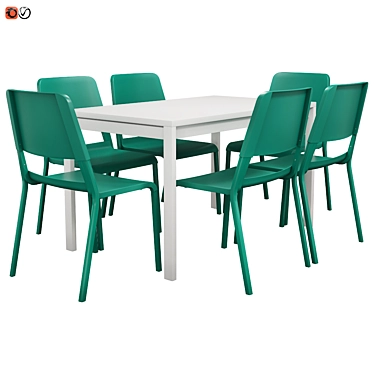 MELTORP THEODORES: Green Chair, White Table 3D model image 1 