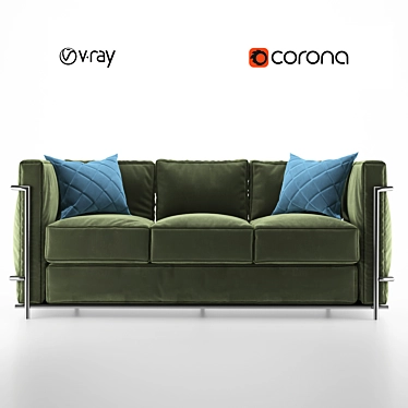 Modern Green Sofa LC2: 2015 Version 3D model image 1 