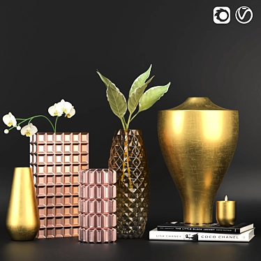 Elegant Vase Set: 27-Part Decor Piece 3D model image 1 