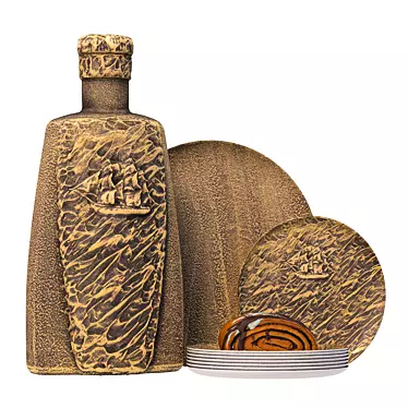 Handcrafted Decoupage Bottle Set 3D model image 1 