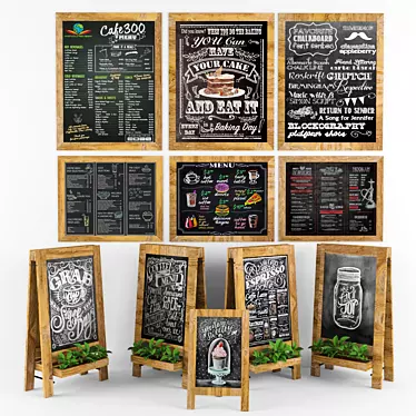 Greenery Chalkboard Set: Cafe Menu, Plants 3D model image 1 