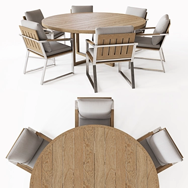 Teak Round Dining Table: Aegean Elegance 3D model image 1 