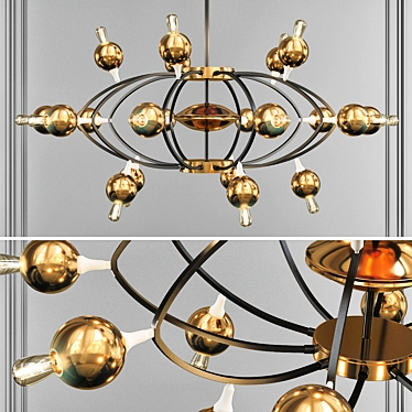 Elegant Molecule Pendant Chandelier 3D model image 1 