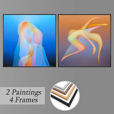 Artful Frames Set: 2 Paintings & 4 Frame Options 3D model image 1 