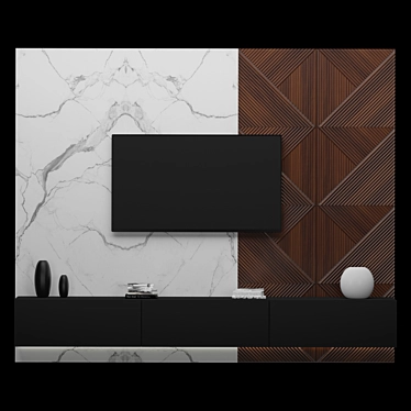 Elegant TV Wall Unit 3D model image 1 