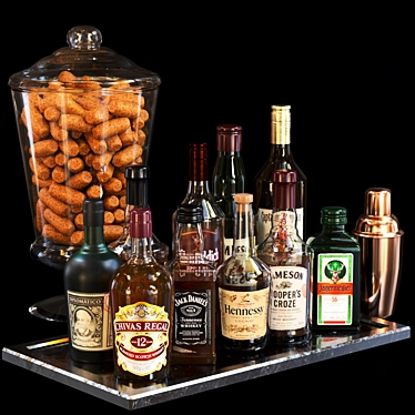 Ultimate Spirits Collection: Whiskey, Rum, Vodka, Shaker, Tray 3D model image 1 