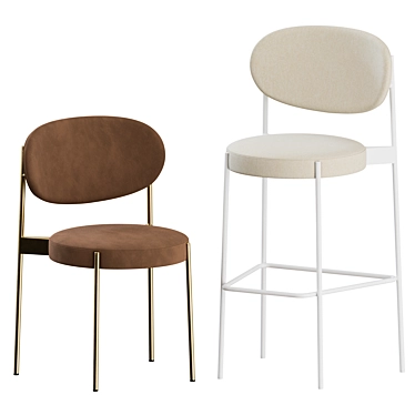 Verpan Series 430 Chair & Bar Stool: Elegant & Functional 3D model image 1 