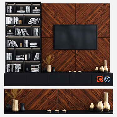 Modern TV Wall Unit with Varying Rendering Formats 3D model image 1 