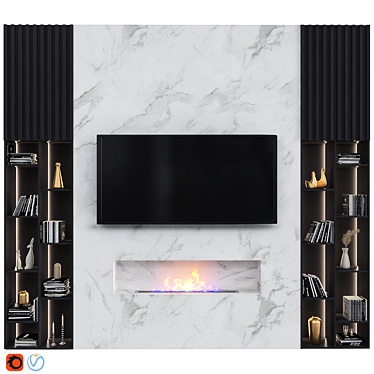 Sleek Modern TV Wall Unit 3D model image 1 